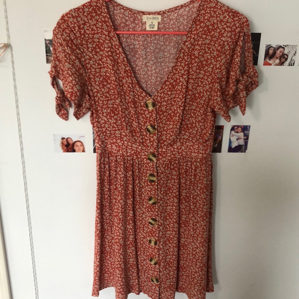 sky and sparrow v-neck dress